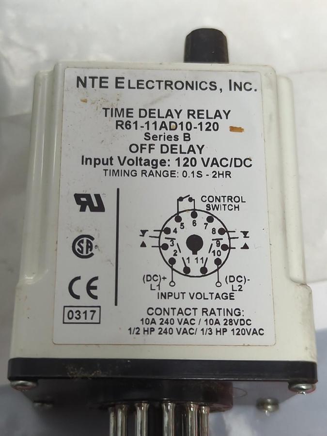 NTE,R61-11AD10-120,RELAY 10AMP 120V NOS