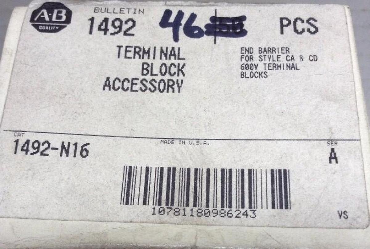 Allen-Bradley,1492-N16,Terminal Block End Barrier Box of 46