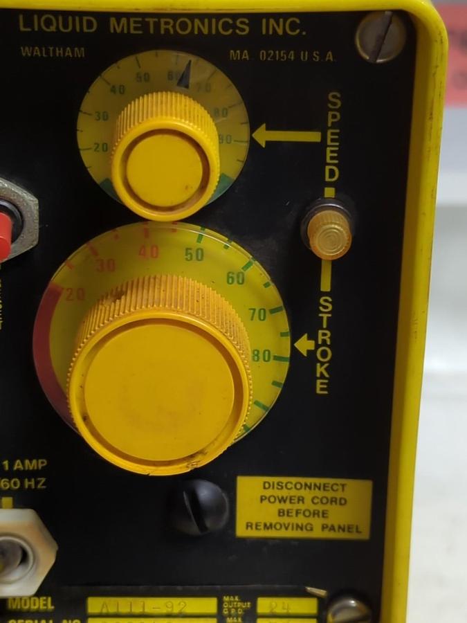 Used LIQUID METRONICS,A111-92,CHEMICAL METERING PUMP PRE-OWNED