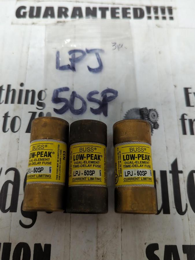 COOPER BUSSMANN,LPJ 50SP,LOW-PEAK  50 AMP FUSES LOT OF 3 NOS