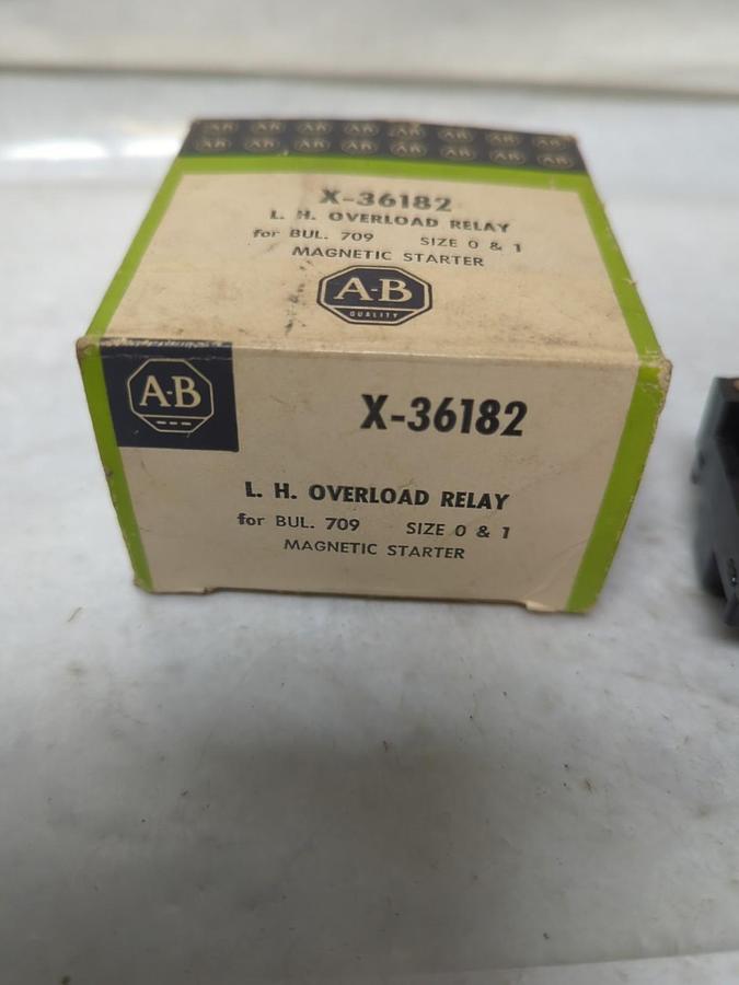 ALLEN BRADLEY,X-36182,L.H. OVERLOAD RELAY BUL 709 SIZE 0 & 1 NOS NOS