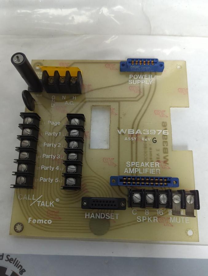 Used FEMCO,WBA3976,CIRCUIT BOARD REV G PRE-OWNED