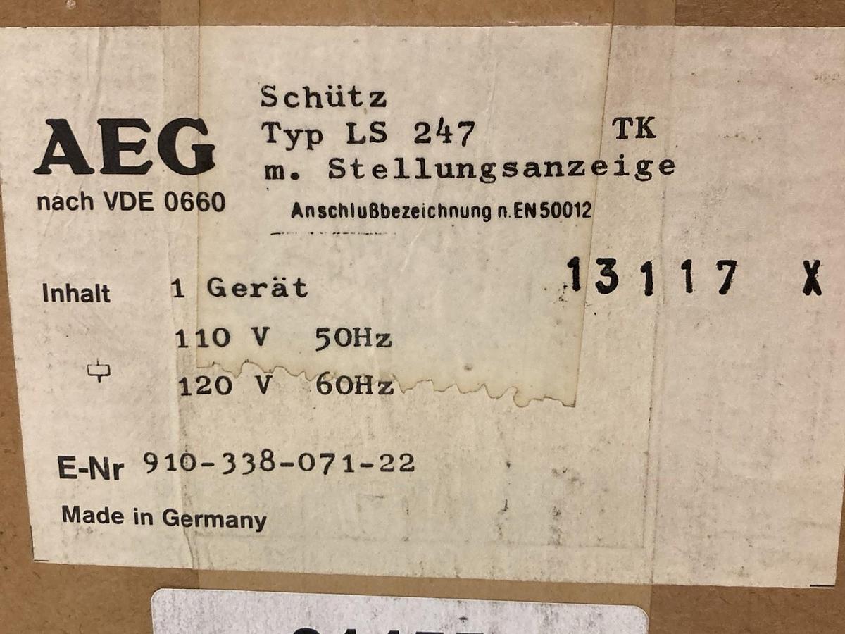 AEG Contactor,LS 247 E-Nr 910-338-071-22,Contactor w/ 120 Volt Coil