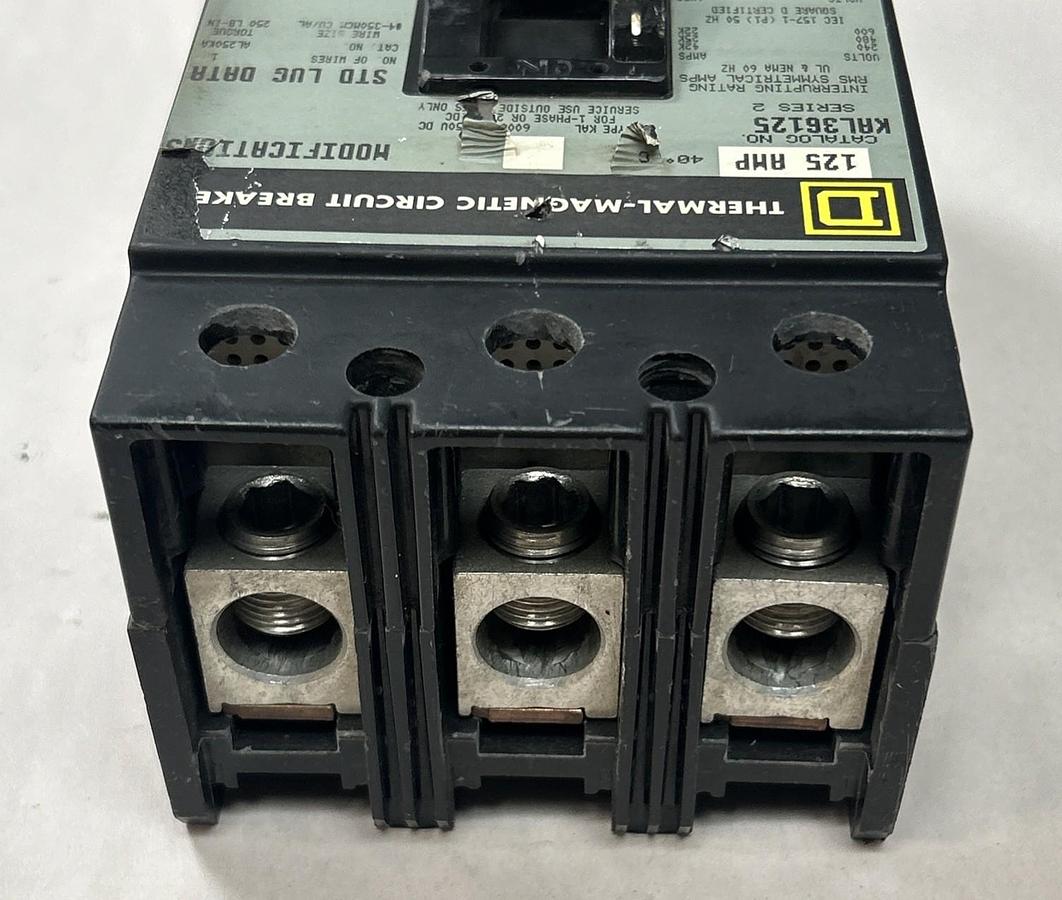 Used SQUARE D,KAL36125,CIRCUIT BREAKER 125A 600V 3P