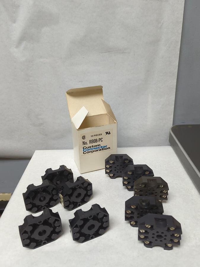CUSTOM CONNECTOR,RB08-PC,OCTAL RELAY SOCKET 8-PIN10 AMP 600V LOT OF 10 NOS