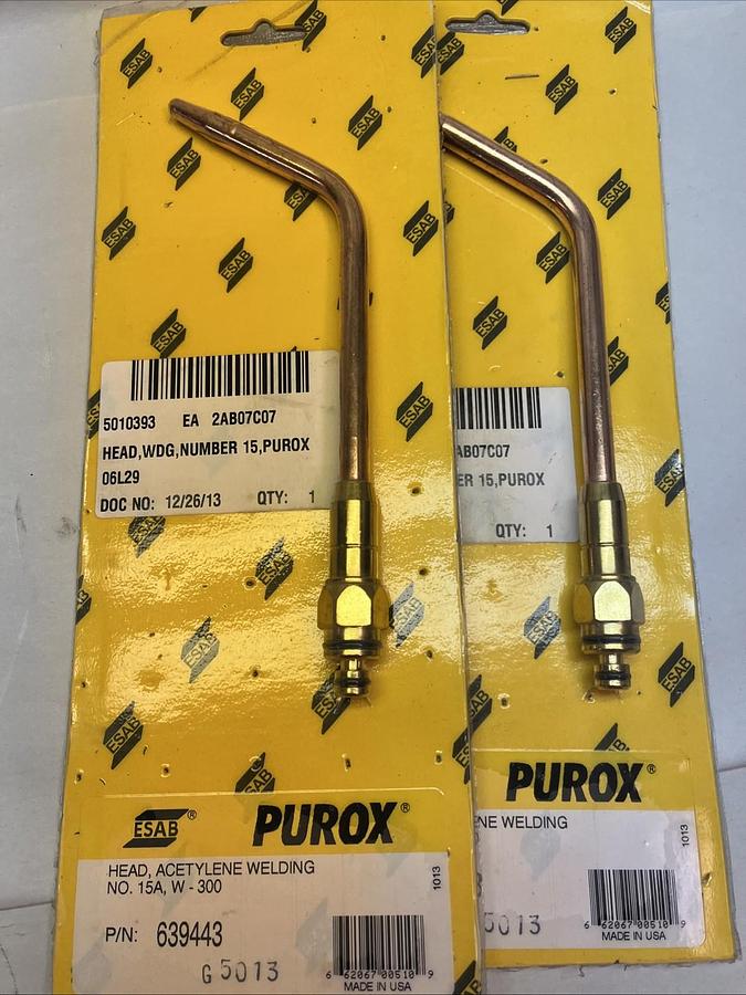 Used ESAB,639443,ACETYLENE WELDING TORCH TIP PUROX W-300 #15 LOT OF 2