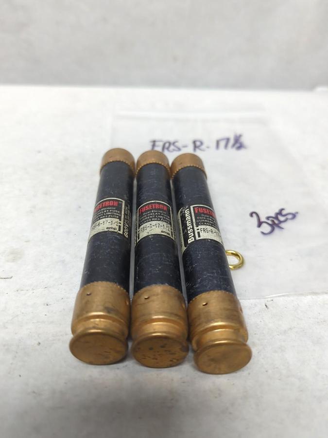 Used COOPER BUSSMANN,FRS-R-17-1/2,FUSETRON 17-1/2 AMP FUSE LOT OF 3 PRE-OWNED