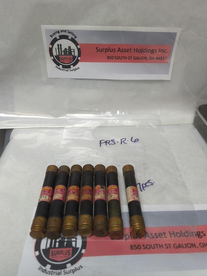 Used COOPER BUSSMAN,FRS-R-6,FUSETRON 6 AMP FUSE LOT OF 7 PRE-OWNED