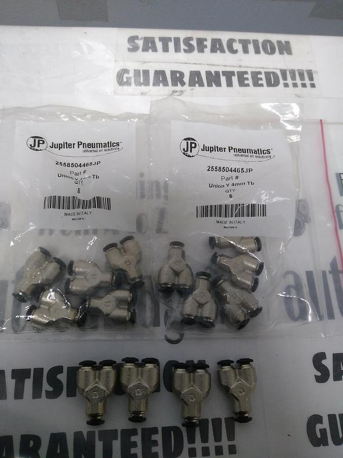 Used JUPITER PNEUMATICS,2558504465JP,4MM TUBE UNION Y 3X0.75X6 INCH LOT OF 14