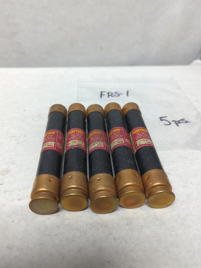 Used COOPER BUSSMANN,FRS-R-1,FUSETRON 1 AMP FUSE LOT OF 5 PRE-OWNED