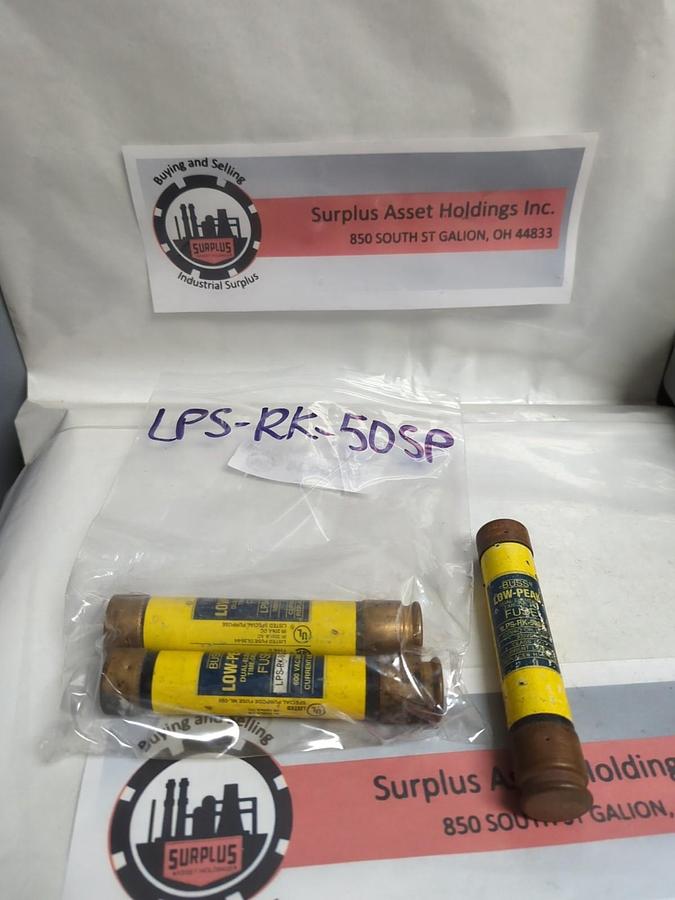 Used COOPER BUSSMANN,LPS-RK-50SP,LOW-PEAK FUSE 50 AMP LOT OF 3 PRE-OWNED