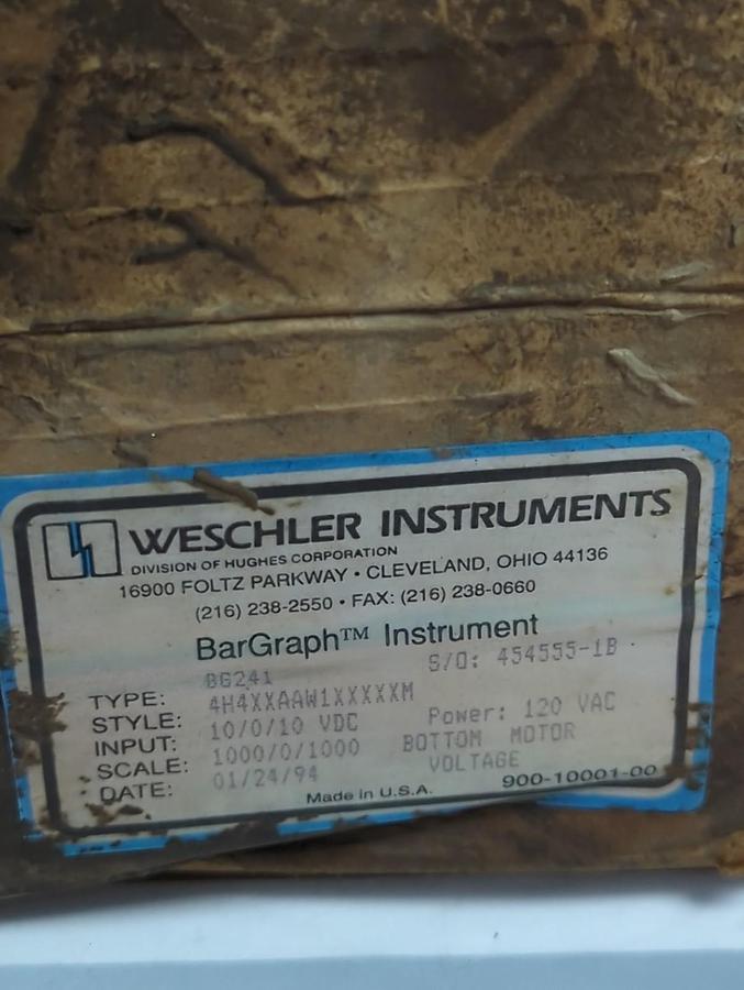 WESCHLER INSTRUMENTS,B6241,BAR GRAPH METER 120 VAC NOS
