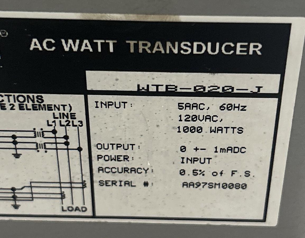 Used EIL,WTB020J,AC WATT TRANSDUCER