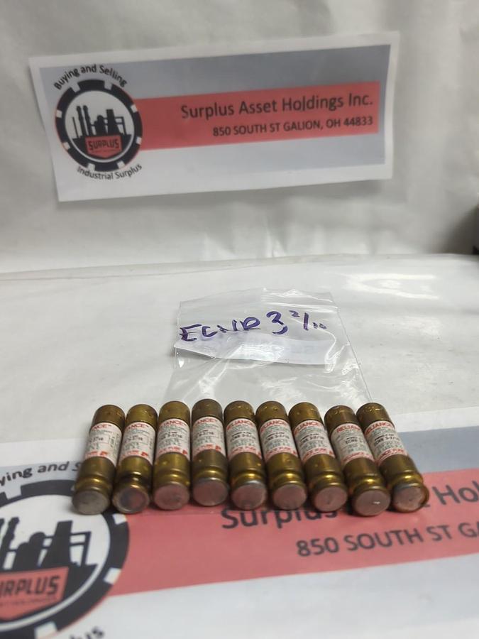 Used RELIAIANCE,ECNR-3-2/10,TIME-DELAY 3-2/10 AMP FUSE LOT OF 9 PRE-OWNED