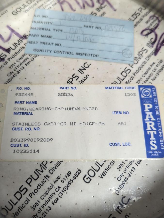 GOULD PUMPS,B5526,CASE WEAR RING NOS