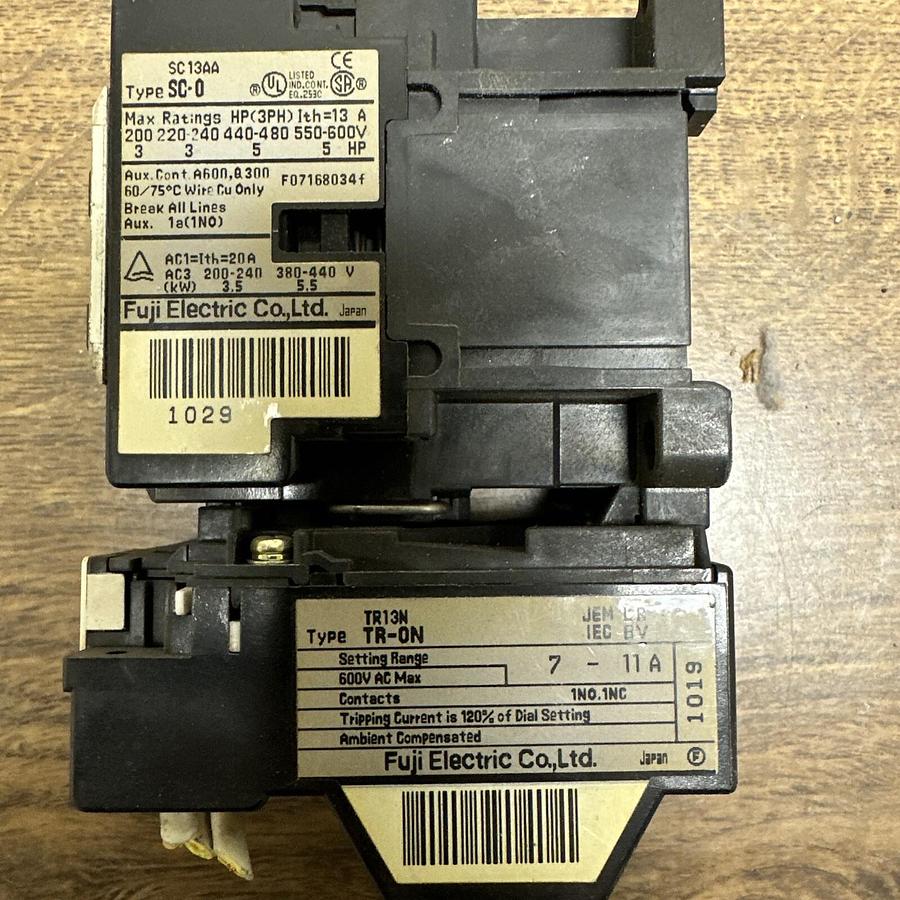 Used Fuji Electric,SC-0 (13),Contactor WTR-ON Overload Relay