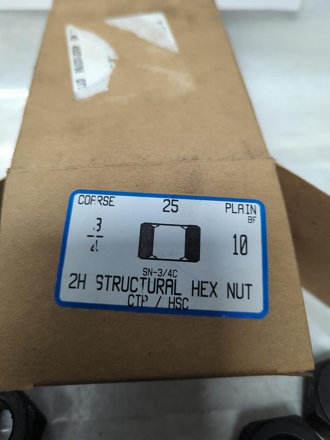 CTP/HSC,SN-3/4C-10,2H STRUCTURAL HEX NUT COARSE THREAD BOX OF 25 NOS