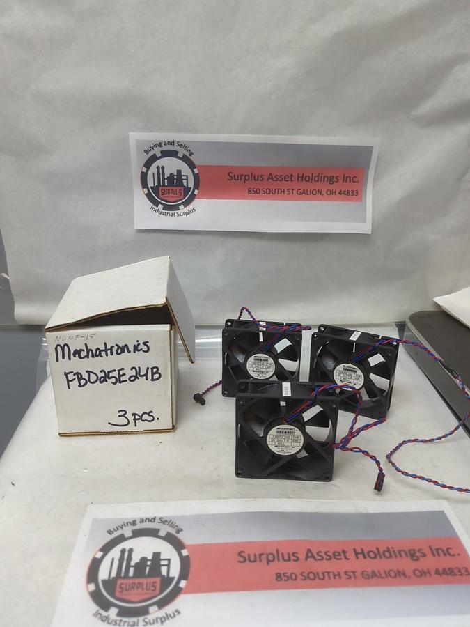 Used MECHATRONICS,F8025E24B,AXIAL FAN 24V 0.140A LOT OF 3 PRE-OWNED