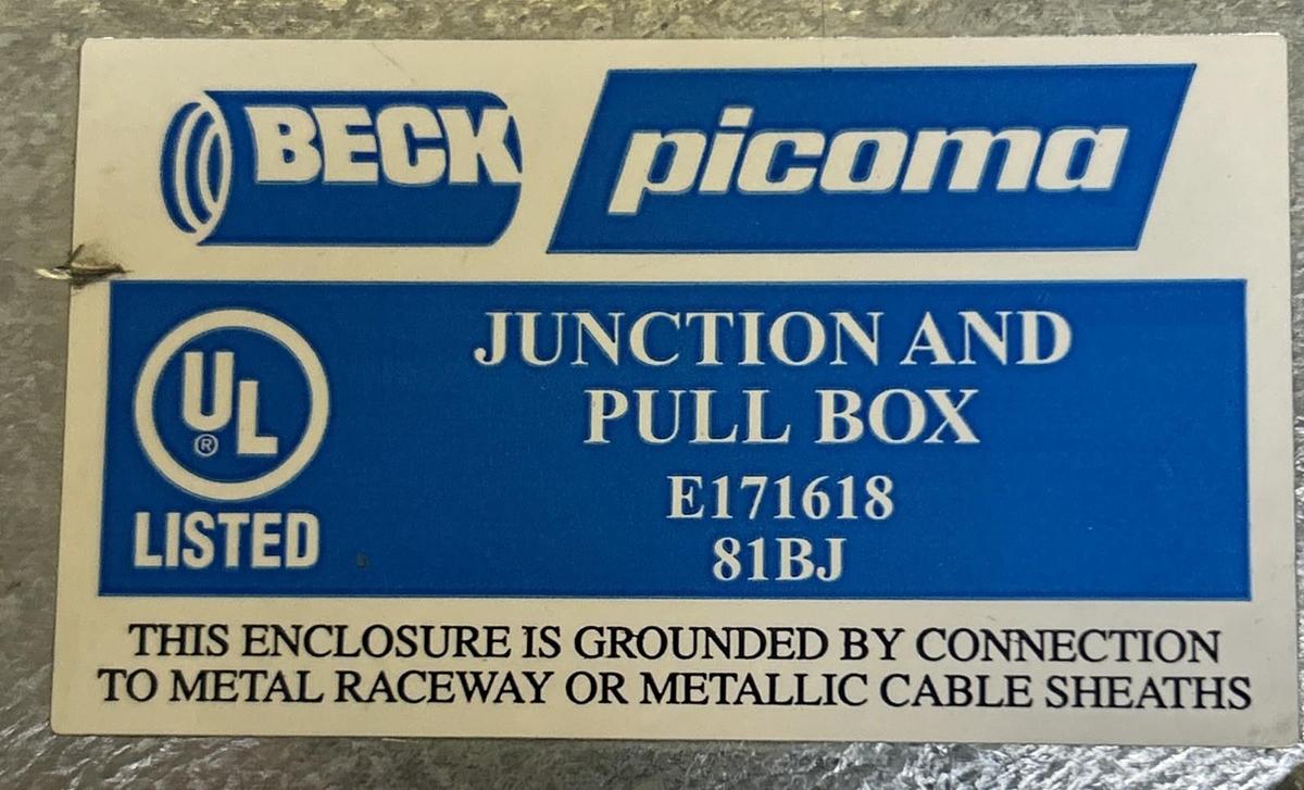 BECK,E171618,JUNCTION AND PULL BOX NOS