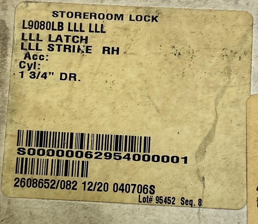 SCHLAGE,L9080LB,STOREROOM LOCK RH BODY ONLY NOS