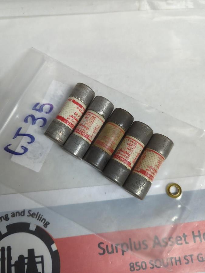 Used GOULD SHAWMUT,CJ35,CLASS J 35 AMP FUSE LOT OF 5 PRE-OWNED