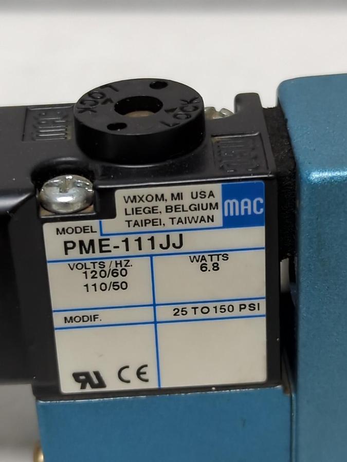 MAC VALVES,MV-A1C-A111-PM-111JJ,SOLENOID VALVE 6.8 WATTS 26 TO 150 PSI NOS