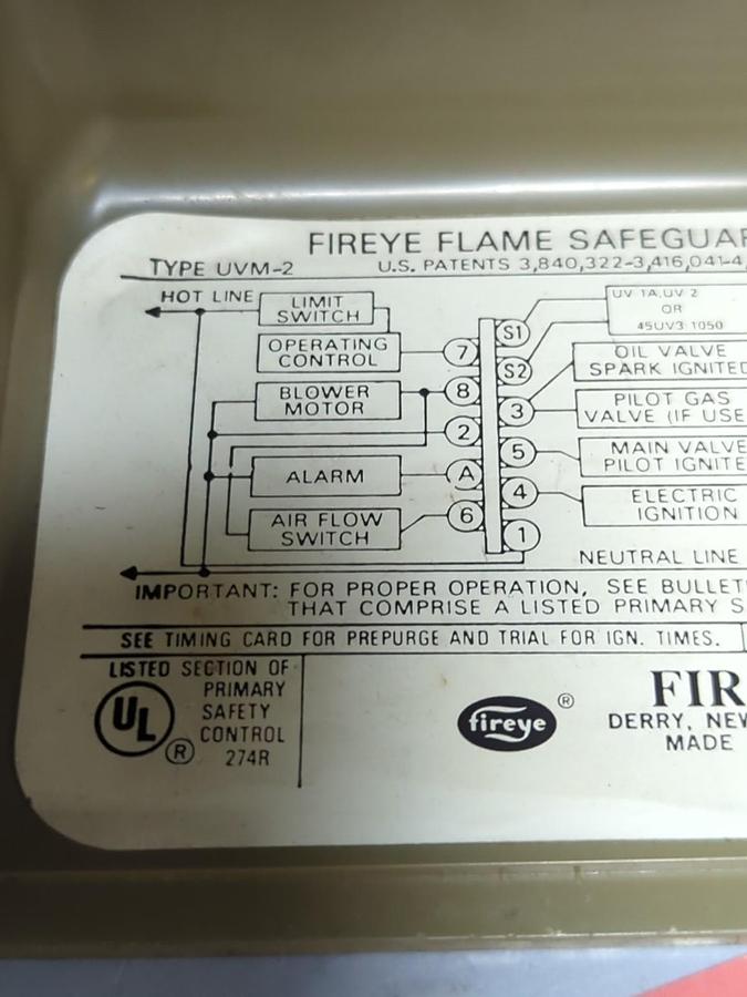 Used FIREYE,UVM-2,FLAME MONITOR CONTROL WITH BASE PRE-OWNED