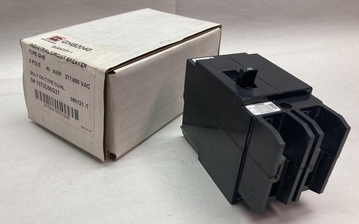 Used Cutler-Hammer,GHB2040,2-Pole Circuit Breaker 40A 277/480Vac