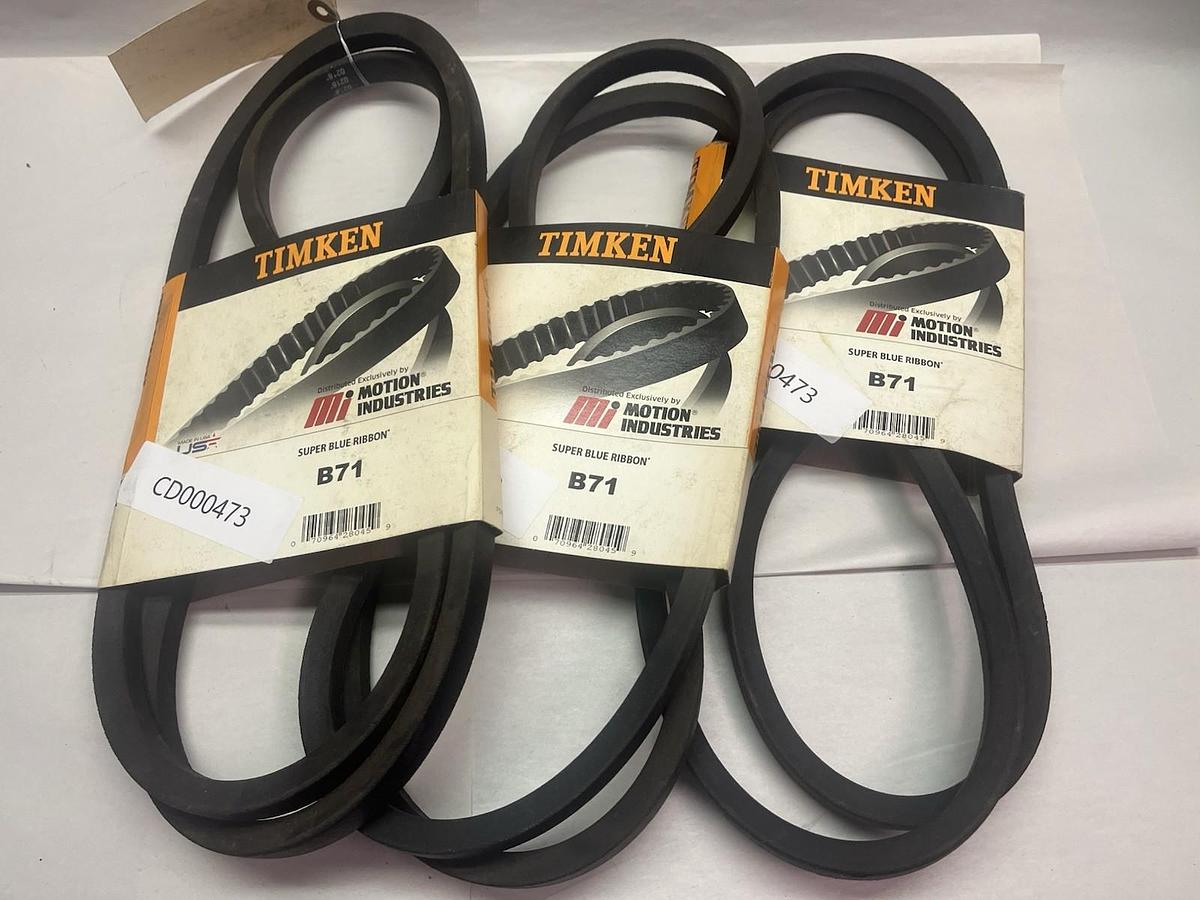 TIMKEN,B71,SUPER BLUE RIBBON V-BELT LOT OF 3