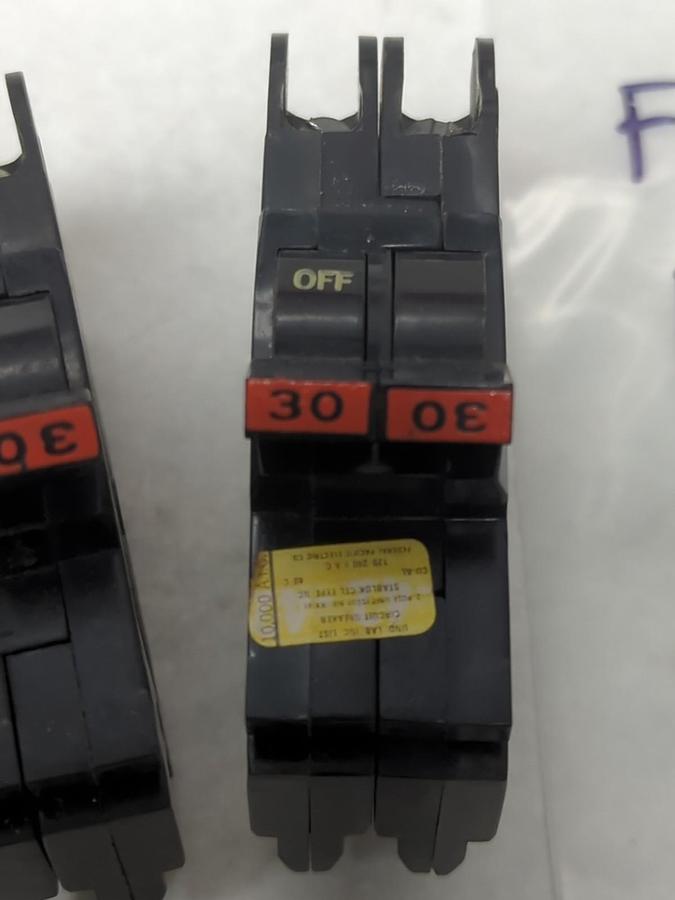 Used F.P.E.,NCO230,CIRCUIT BREAKER 30 AMP 2-POLE LOT OF 3 PRE-OWNED