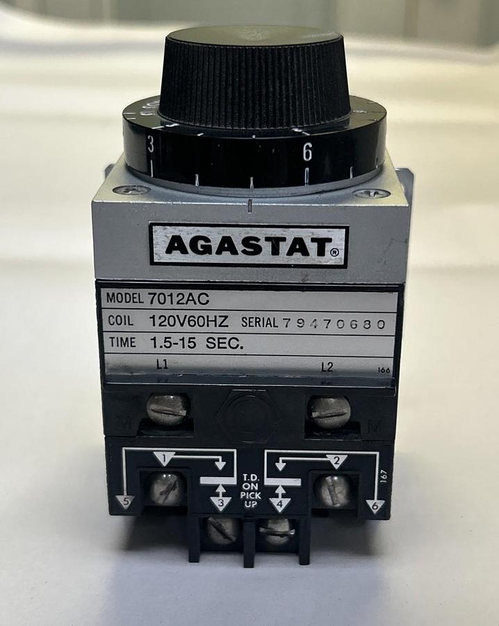 Used AGASTAT,7012AC,TIME DELAY RELAY 1.5-15 SEC 120V