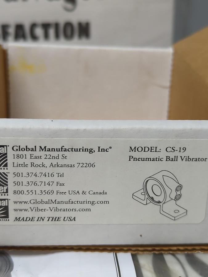 GLOBAL MANUFACTURING,MODEL CS-19, PNEUMATIC BALL VIBRATOR NEW