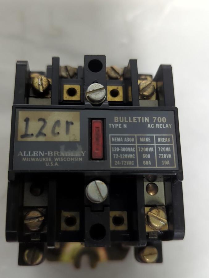 Used ALLEN BRADLEY,700-N200A1,SERIES C AC RELAY TYPE N NEMA A300 PRE-OWNED