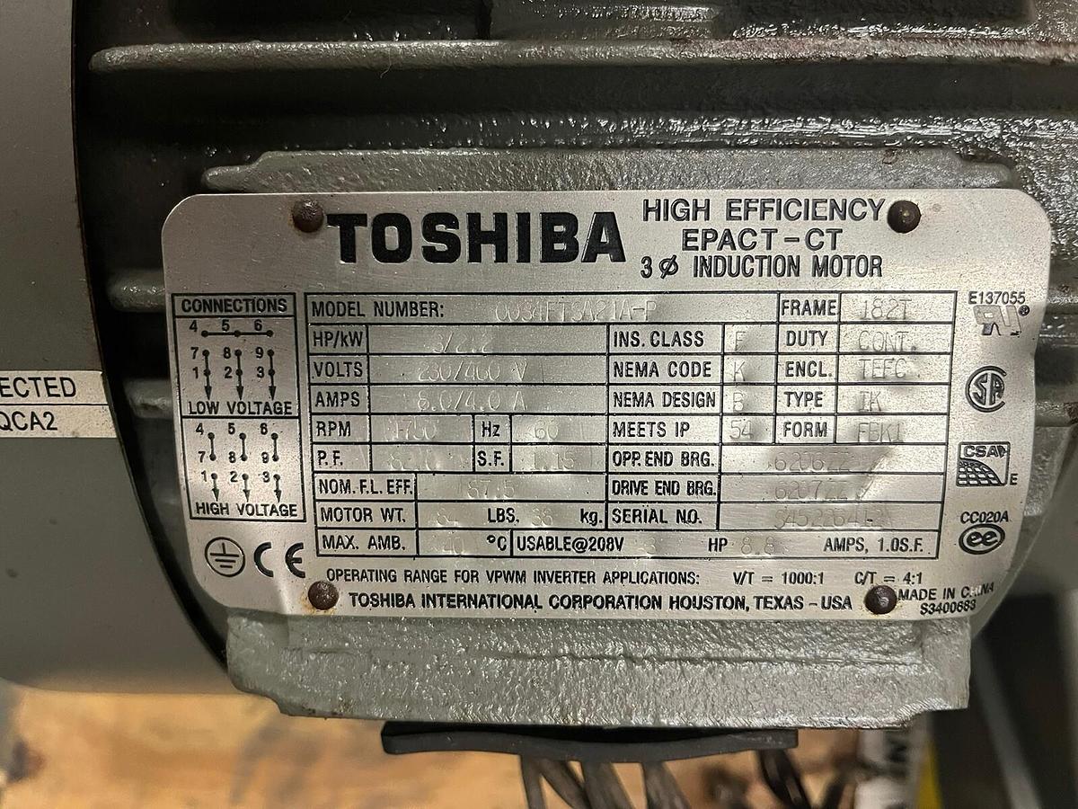 TOSHIBA,0034FTSA21A-P,3HP EPACT INDUCTION MOTOR 182T 1750RPM 3PH