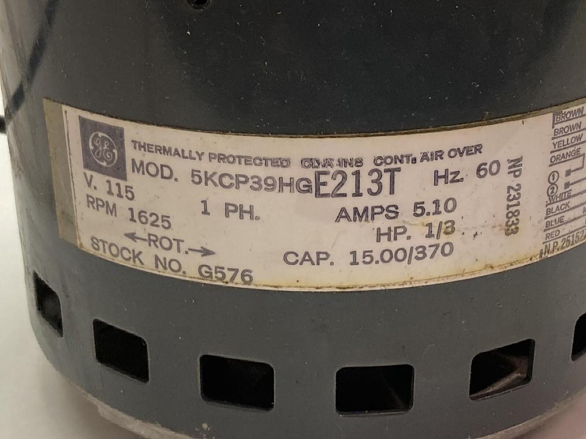 Used GE,5KCP39HG E213T,1-Phase Blower Motor 1625RPM 5.10A 1/3Hp