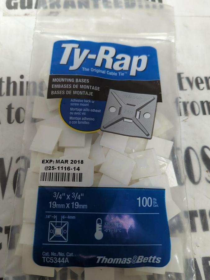 Used THOMAS&BETTS,TC5344A NYLON ,FOUR WAY CABLE MOUNT BASE SREW SIZE#8 100 PC. BAG