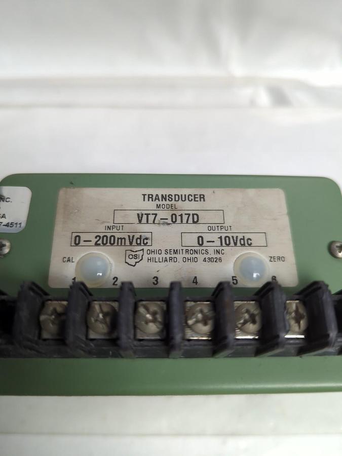 Used OHIO SEMITRONICS,VT7-01D,VOLTAGE TRANSDUCER IN 0-200Vdc OUT 0-10Vdc PRE-OWNED