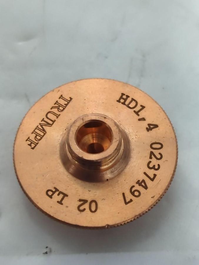 Used TRUMPF,0237497,CHROME PLATED LASER MACHINE NOZZLE 1.4MM/M8/ECE LOT OF 9