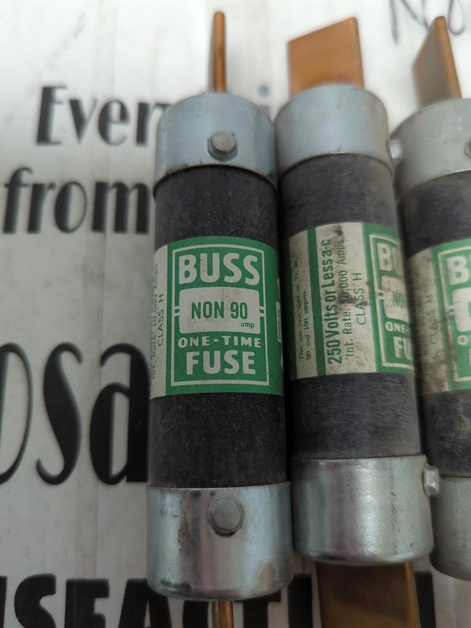 COOPER BUSSMANN,NON-90,ONE-TIME 90 AMP FUSES LOT OF 3 NOS