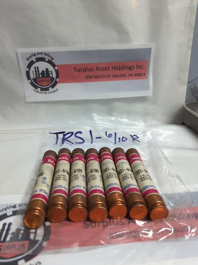 Used FERRAZ SHAWMUT,TRS1-6/10R,TRI-ONIC 1-6/10 AMP FUSE LOT OF 7 PRE-OWNED