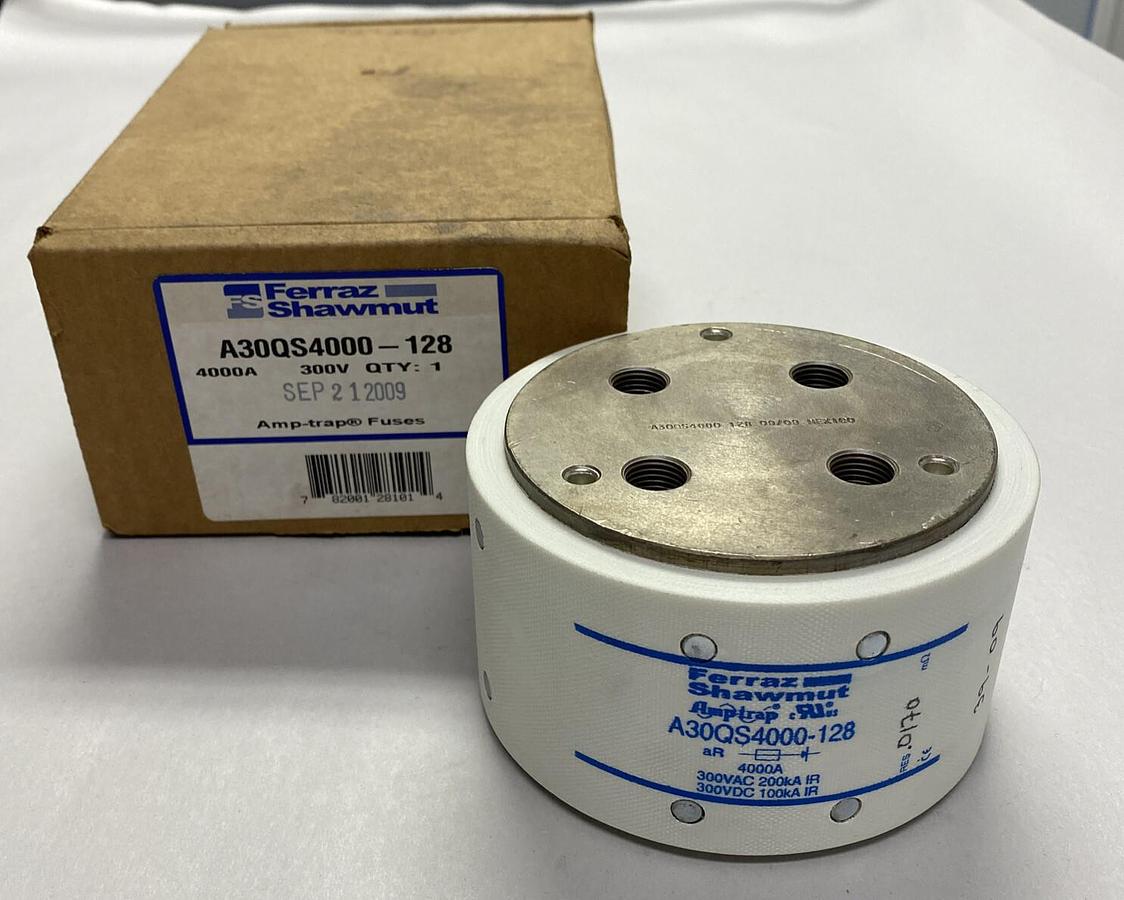 Used MERSEN FERRAZ SHAWMUT,A30QS4000-128, SEMICONDUCTOR FUSE 300V 4000A NEW