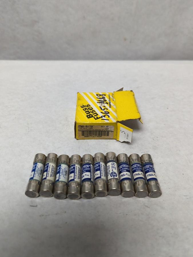 COOPER BUSSMANN,FNA 8/10,FUSETRON 8/10 AMP FUSES BOX OF 10 NOS