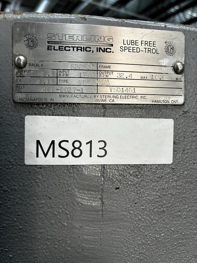 Used STERLING,WBFO,SPEED-TROL 1.5HP 1740/32RPM CONE GEAR REDUCER SMV30A075-W1 54:1