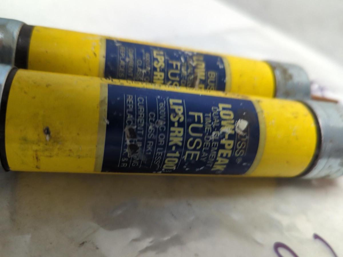 Used COOPER BUSSMANN,LPS-RK-100,LOW-PEAK 100 AMP FUSE LOT OF 2 PRE-OWNED