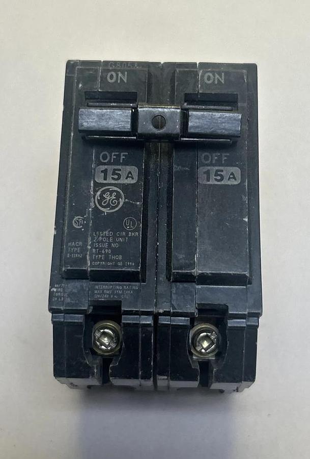 Used GENERAL ELECTRIC,THQB215,CIRCUIT BREAKER 15A 120/240V 2P