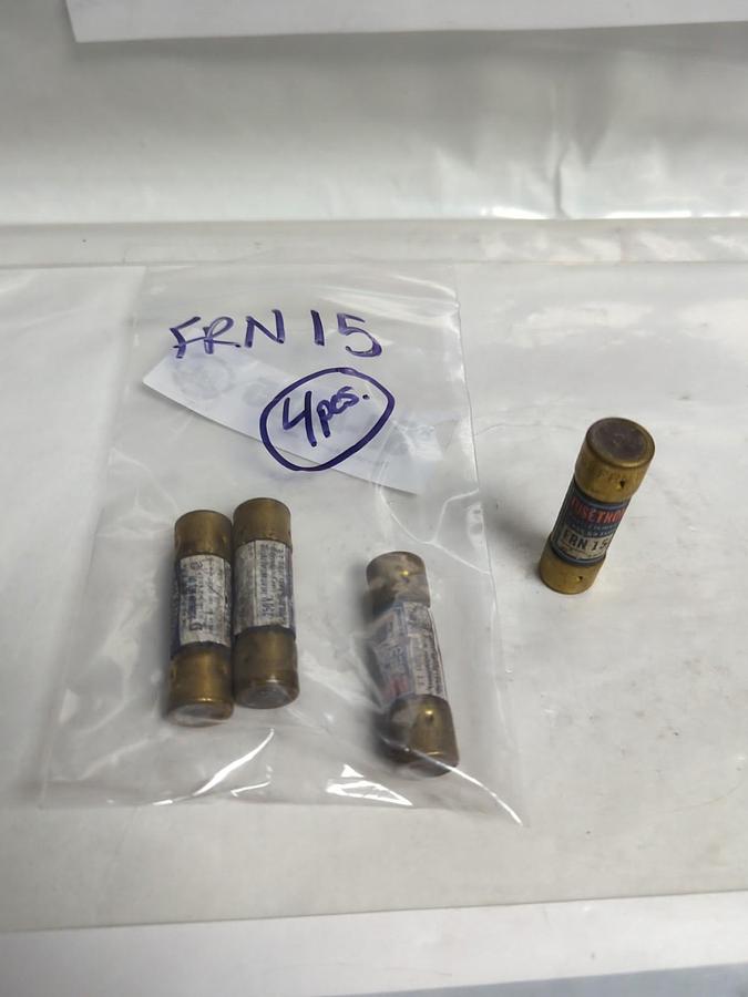 Used COOPER BUSSMANN,FRN15,FUSETRON 15 AMP FUSE LOT OF 4 PRE-OWNED