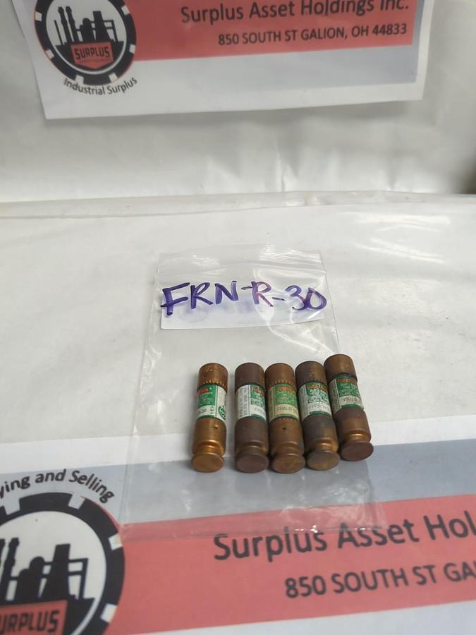 Used COOPER BUSSMANN,FRN-R-30,FUSETRON 30 AMP FUSE LOT OF 5 PRE-OWNED