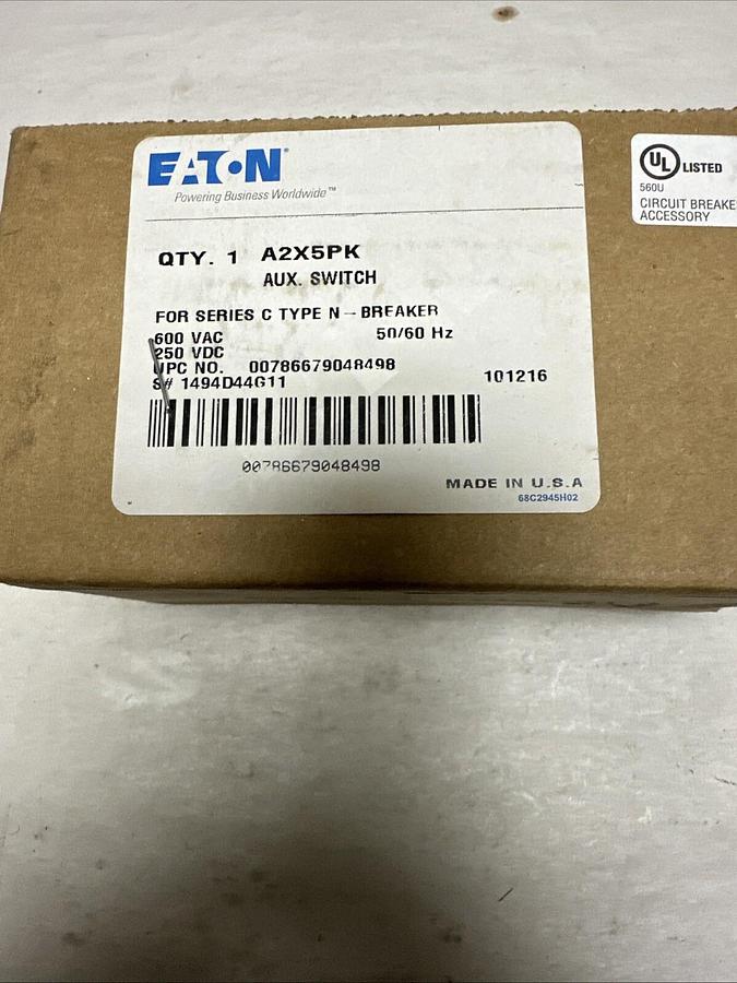 Used Eaton,A2X5PK,Auxilliary Switch "N" Type Breaker
