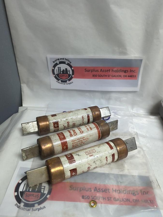Used GOULD SHAWMUT,OTS 150,ONE-TIME 150 AMP FUSE LOT OF 3 PRE-OWNED