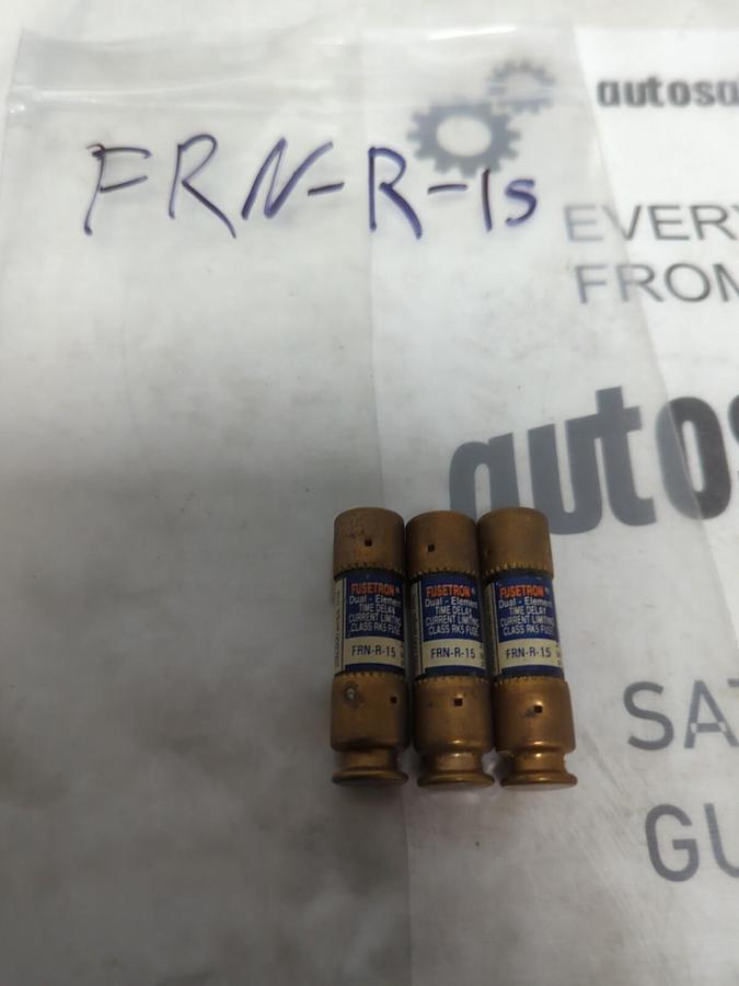COOPER BUSSMANN,FRN-R-15,FUSETRON 15 AMP FUSE LOT OF 3 NOS
